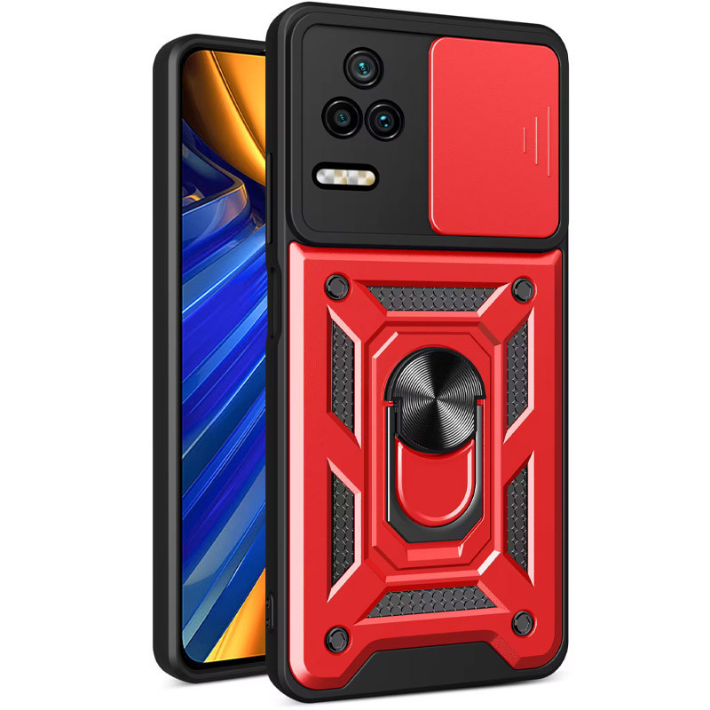 Протиударний чохол Camshield Serge Ring для Xiaomi Poco F4 5G | Броньований з кільцем-підставкою Червоний, фото 1