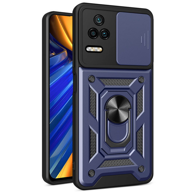 Протиударний чохол Camshield Serge Ring для Xiaomi Poco F4 5G | Броньований з кільцем-підставкою Синій, фото 1