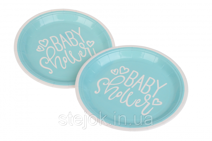 Набір посуду для гендер вечірки Baby Shower блакитна 18 см, фото 1