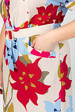 Лляна сукня в кольорах нижче коліна з поясом, фото 3