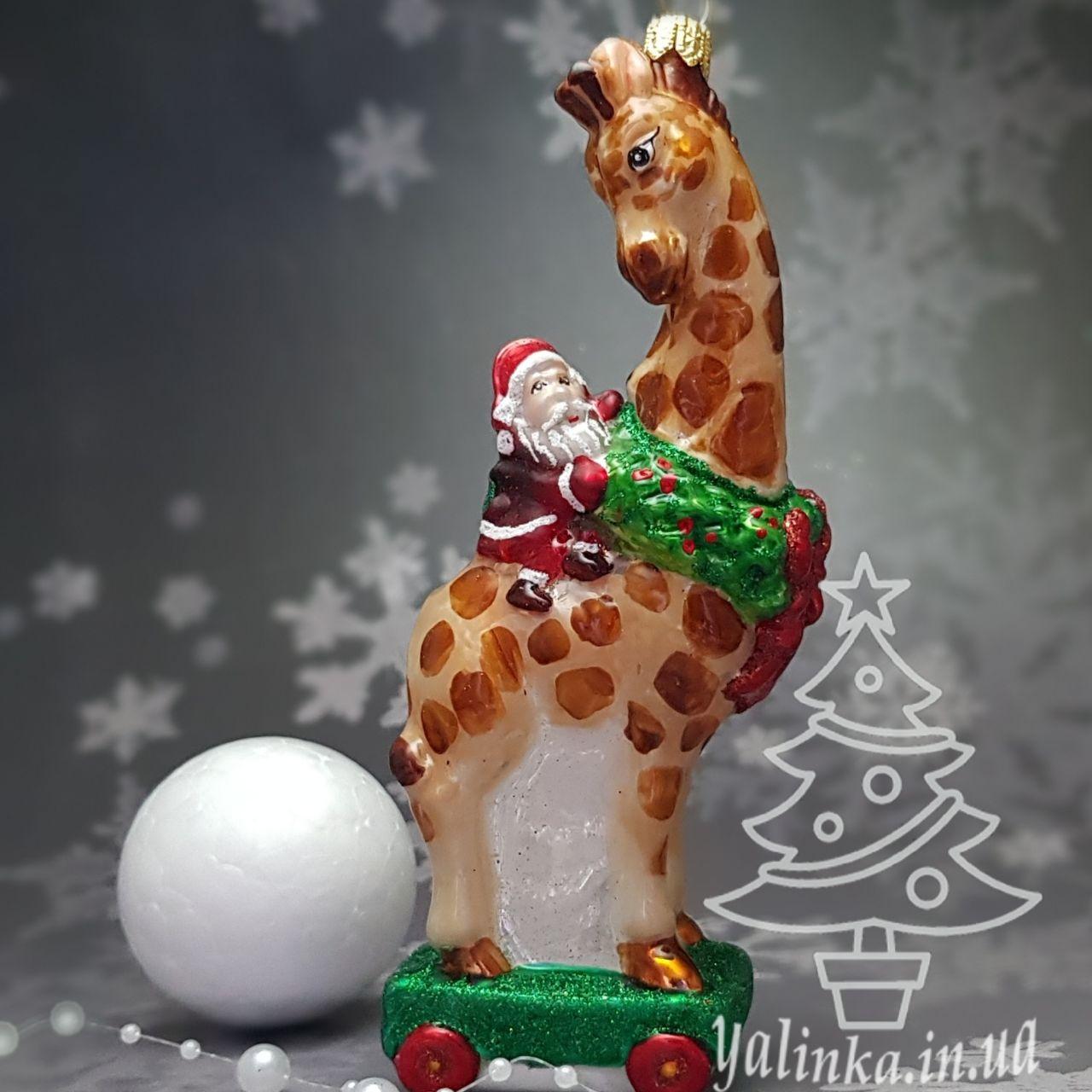 Скляна ялинкова іграшка новорічні жираф та санта величезний асортимент іграшок як Irena, Komozja