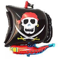 Фольгированный шарик Flexmetal (78х105 см) Корабль пиратский черный