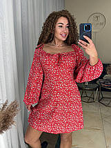 Літнє плаття в горох із довгим рукавом тканина софт норма та батал, фото 4