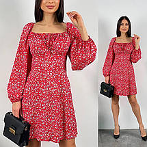 Літнє плаття в горох із довгим рукавом тканина софт норма та батал, фото 3