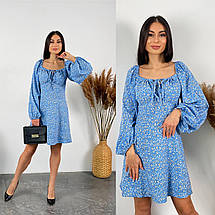 Літнє плаття в горох із довгим рукавом тканина софт норма та батал, фото 5