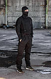 Зимові військові штани з корсетом та підтяжками Soft Shel (софтшел) чорні, фото 2