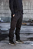 Зимові військові штани з корсетом та підтяжками Soft Shel (софтшел) чорні, фото 4