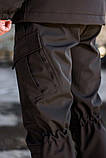 Зимові військові штани Soft Shel (софтшел) чорні, фото 3