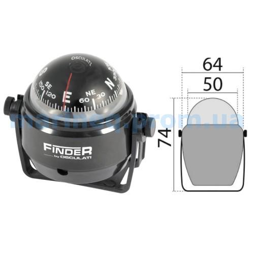Компас Finder, чорний / чорний, 15°, на кронштейні, фото 1