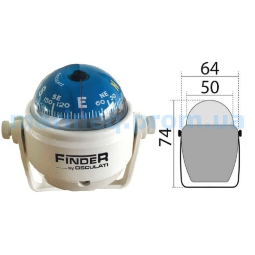 Компас Finder, білий / синій, 15°, на кронштейні, фото 1