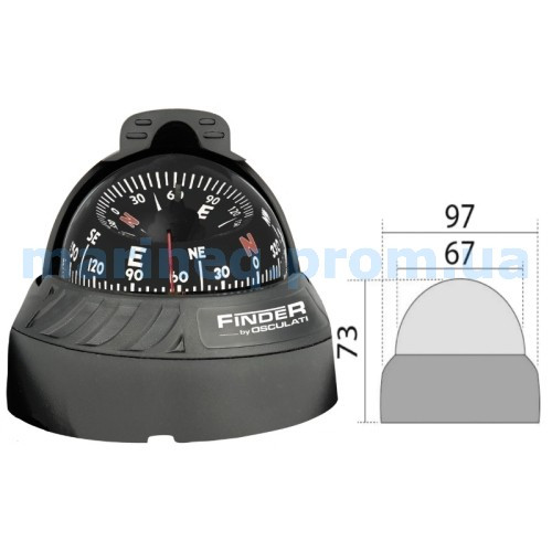 Компас Finder, чорний / чорний, 30°, накладної, фото 1