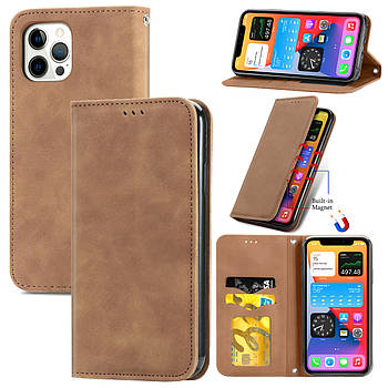 Чохол-книжка Skin Feel Leather Wallet для Apple iPhone 12 / 12 Pro Brown