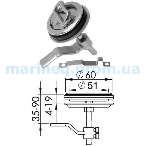 Ручка для підйому люків пайола, без замка, фото 1