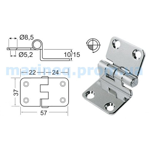 Петля з вигином, 57x37x15 мм, фото 1
