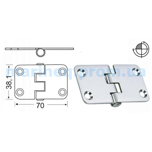 Петля, 70x38,1 мм, фото 1