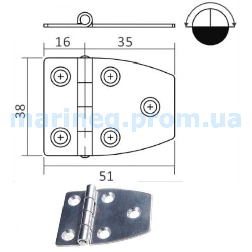 Петля, 51.5x27 мм, фото 1
