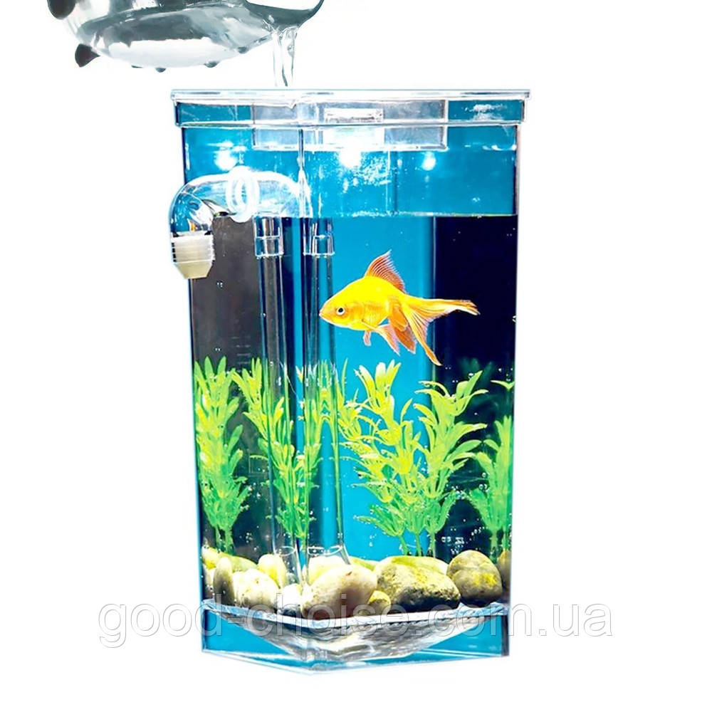 Акриловый аквариум самоочищающийся 2л, с подсветкой, My Fun Fish ...
