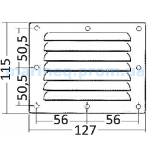 Решітка вентиляційна прямокутна, 115x127 мм, фото 1