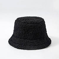 Зимова утеплена панама жіноча хутряна, капелюх зимовий чорний