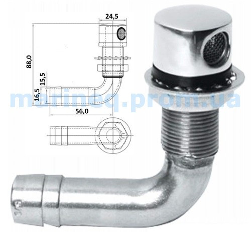 Головка вентиляційна для паливного бака, 90°, 16 мм. Арт. SF30642, фото 1