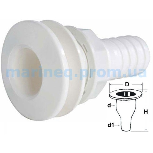 Штуцер для зливу в море, білий, 26 мм. Арт. SF20304-31, фото 1