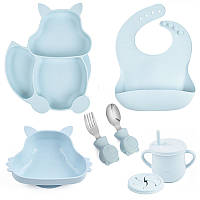 Набор детской посуды на присоске 2Life Белка Y5 из 7 предметов Голубой (v-11312) QT, код: 8290536