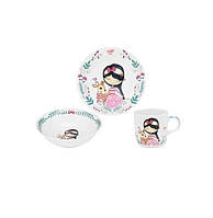 Набор фарфоровой детской посуды Fairy 3 предмета Limited Edition C679 QT, код: 8357652