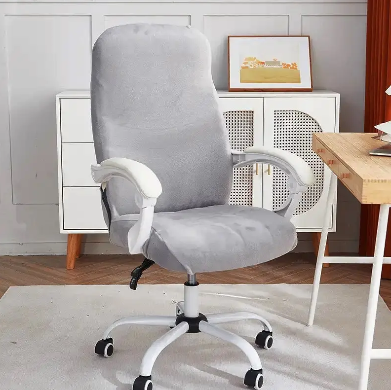 Чохол на офісне крісло універсальний велюровий знімний розмір L, чохол комп'ютерне крісло натяжний Сірий, фото 1