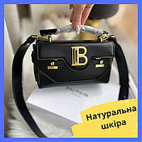 Красивая стильная мини сумка Balmain mini Premium натуральная кожа Сумочка бальман премиум черная в золоте