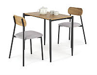 Столовый комплект NANDO цвет натуральный/черный ( стол+2 кресел) (Halmar)