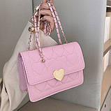 Жіноча класична сумка 1027 крос-боді на цепочці рожева, фото 2