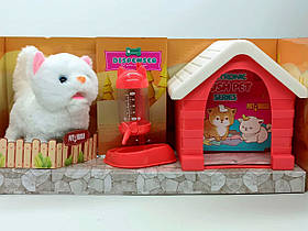 Інтерактивна іграшка Yi wu jiayu Котик "Plush pet" білий з рожевими вушками MC-1040-3