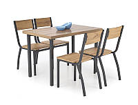 Столовый комплект MILTON цвет натуральный/черный ( стол+4 кресел) (Halmar)