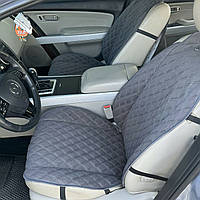 Накидки на сидіння з АЛЬКАНТАРИ Lux Великий ромб Темно-сірий з подвійним сірим рядком Преміум+, Передній комплект