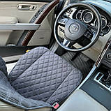 Накидки на сидіння з АЛЬКАНТАРИ Lux Великий ромб Темно-сірий з подвійним сірим рядком Преміум+, Передній комплект, фото 2