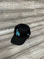 Кепка чорна із синьою вишивкою Los Angeles (LA) кепка жовтогаряча