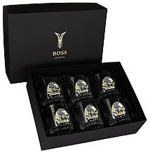 Набор  хрустальных бокалов для виски Boss Crystal «Генеральский» 6 шт. (Орлы), платина, золото, серебро