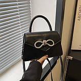 Жіноча класична сумка 8424 крос-боді через плече чорна, фото 4