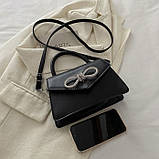 Жіноча класична сумка 8424 крос-боді через плече чорна, фото 2