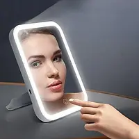 Косметичне жіноче настільне дзеркало з LED підсвіткою, дзеркало для макіяжу Біле