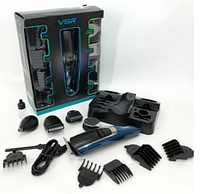 Профессиональная машинка триммер бритва для стрижки волос,бороды,усов и носа VGR V-172 10в1 беспроводная qwr