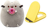 Мягкая игрушка ST Pusheen cat с сердцем 21х25 см Серый и Подставка для гаджетов (vol-10278) QT, код: 8103072