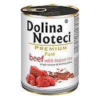 Консерва Dolina Noteci Premium Pure для собак аллергиков с говядиной и корич, рисом, 400
