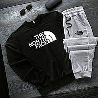 Мужской спортивный костюм The North Face черный с серым весна-осень, Черный костюм ТНФ двунитка Свитшот+ niki