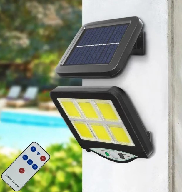 LED Вуличний ліхтар із сонячною батареєю настінний і пультом YT-140 Садові ліхтарі на сонячних батареях