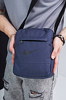 Мужская универсальная сумка-барсетка Nike синяя через плече, Синяя барсетка Найк тканевая мессенджер бол trek
