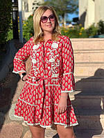 Легкое платье из хлопка в красном цвете, Турция 2024