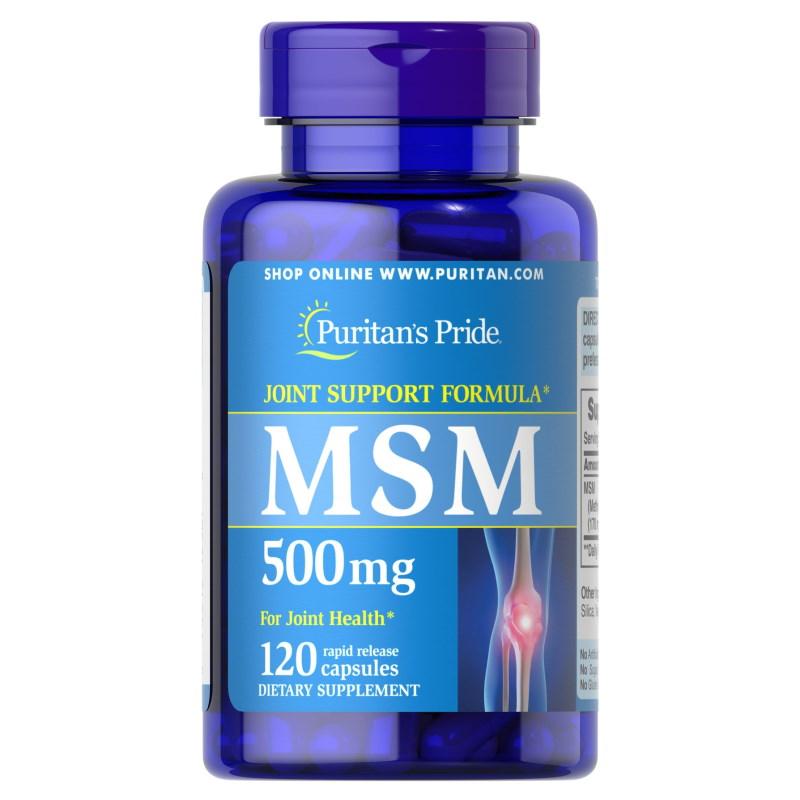 Препарат для суставов и связок Puritan's Pride MSM 500 mg, 120 капсул CN6661 PS - фото 1 - id-p2173265371