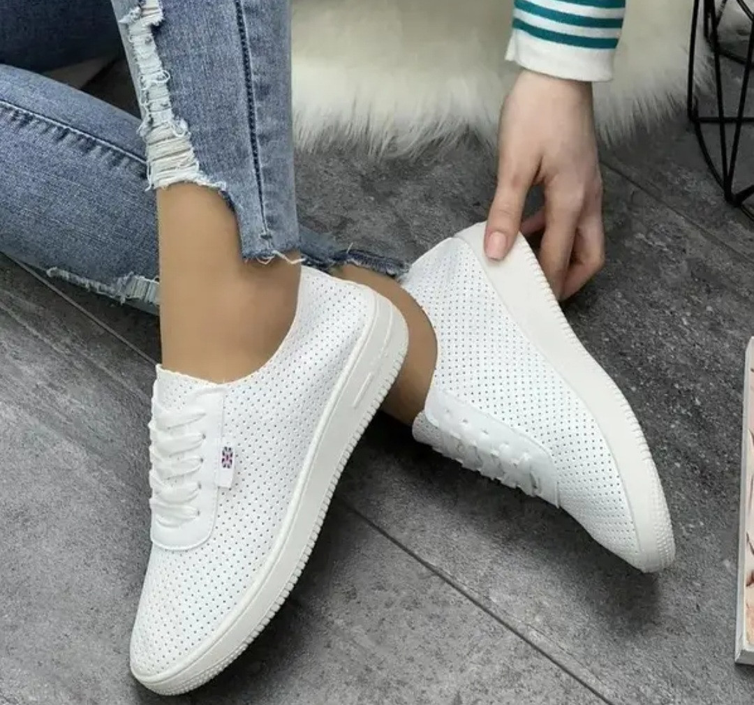 Кросівки білі Кеди Мокасіни з перфорацією шкіра розміри 36, 37, 38, 39 - фото 2 - id-p2173270844