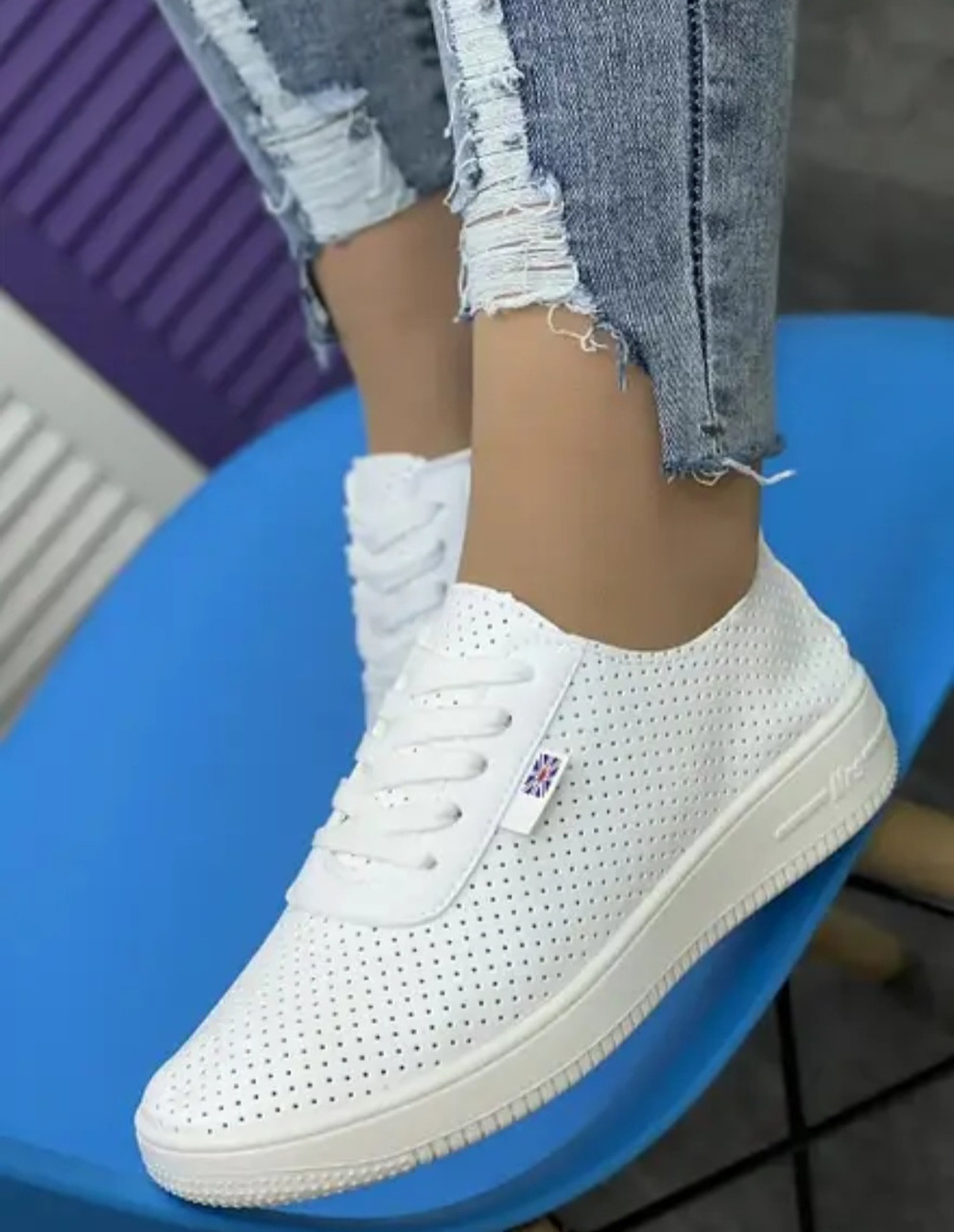 Кросівки білі Кеди Мокасіни з перфорацією шкіра розміри 36, 37, 38, 39 - фото 6 - id-p2173270844